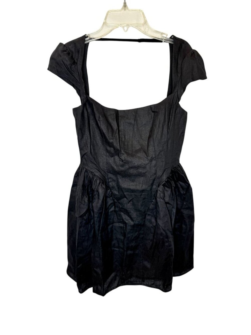 Reformation Oaklyn Linen Mini Dress Black NWT - Size 4 - Picture 2 of 9